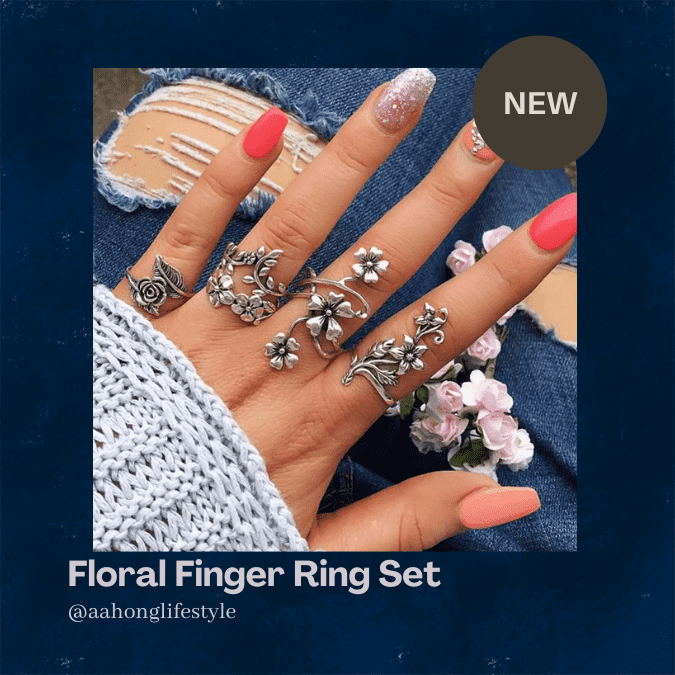 Floral Finger Ring Set